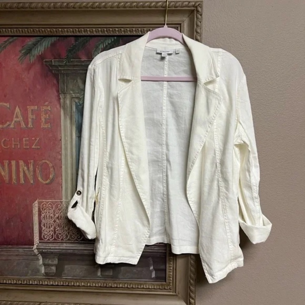Chico’s White Linen Blend Blazer Jacket Large